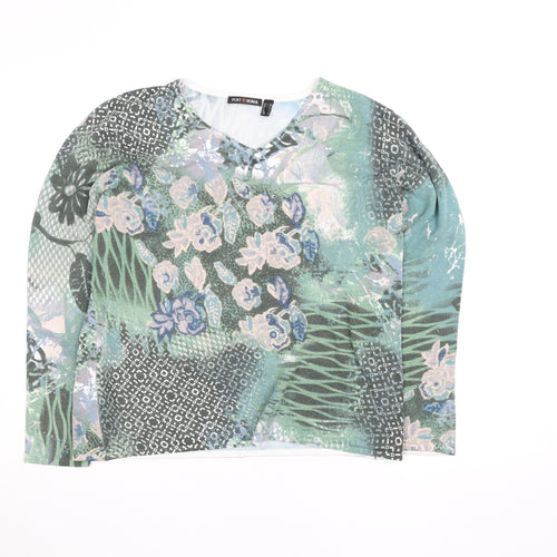 Punt Roma Women's Multicoloured Floral V-Neck Long Sleeve Blouse L