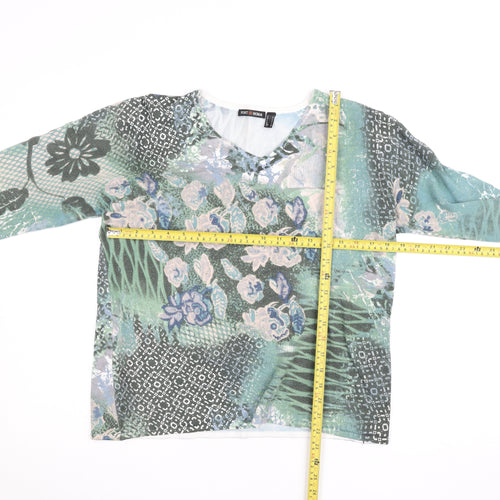 Punt Roma Women's Multicoloured Floral V-Neck Long Sleeve Blouse L