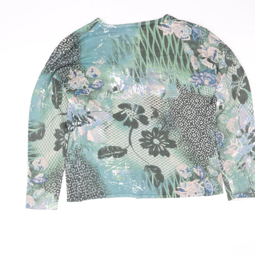 Punt Roma Women's Multicoloured Floral V-Neck Long Sleeve Blouse L