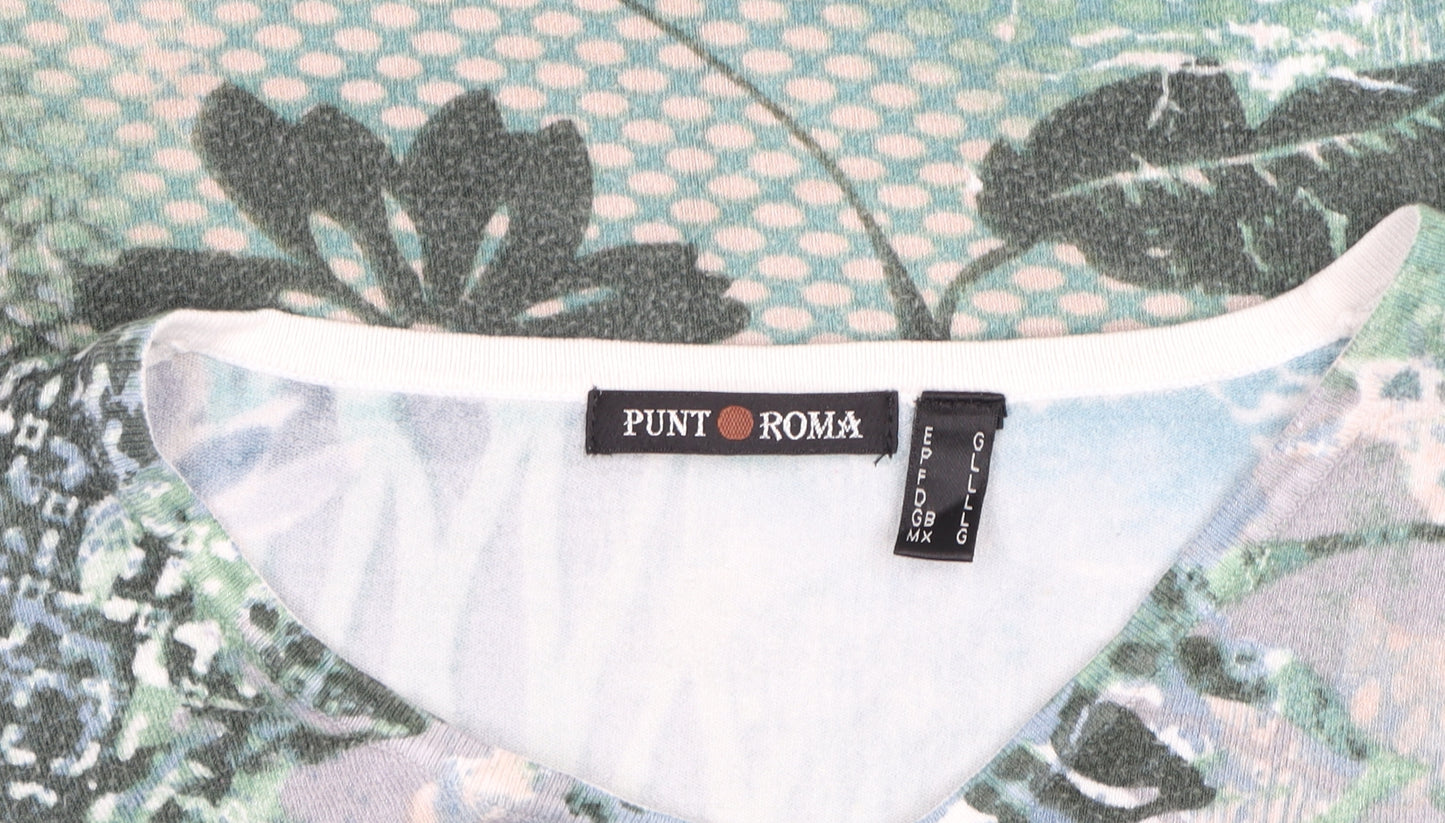 Punt Roma Women's Multicoloured Floral V-Neck Long Sleeve Blouse L