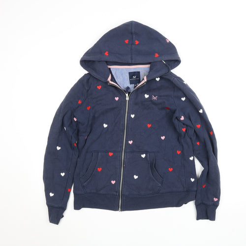 Crew Clothing Company Womens Navy Heart Print Full Zip Hoodie Size 10