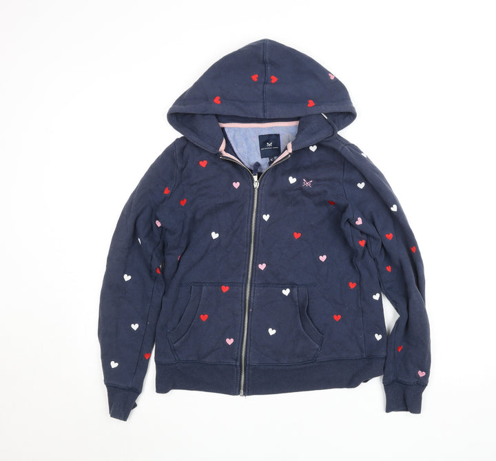 Crew Clothing Company Womens Navy Heart Print Full Zip Hoodie Size 10