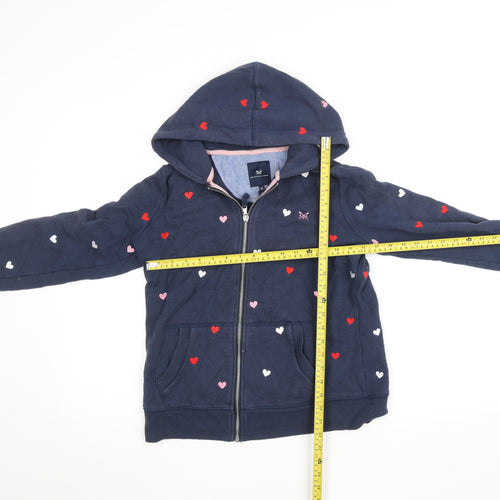 Crew Clothing Company Womens Navy Heart Print Full Zip Hoodie Size 10