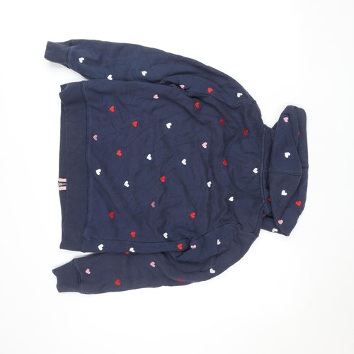 Crew Clothing Company Womens Navy Heart Print Full Zip Hoodie Size 10