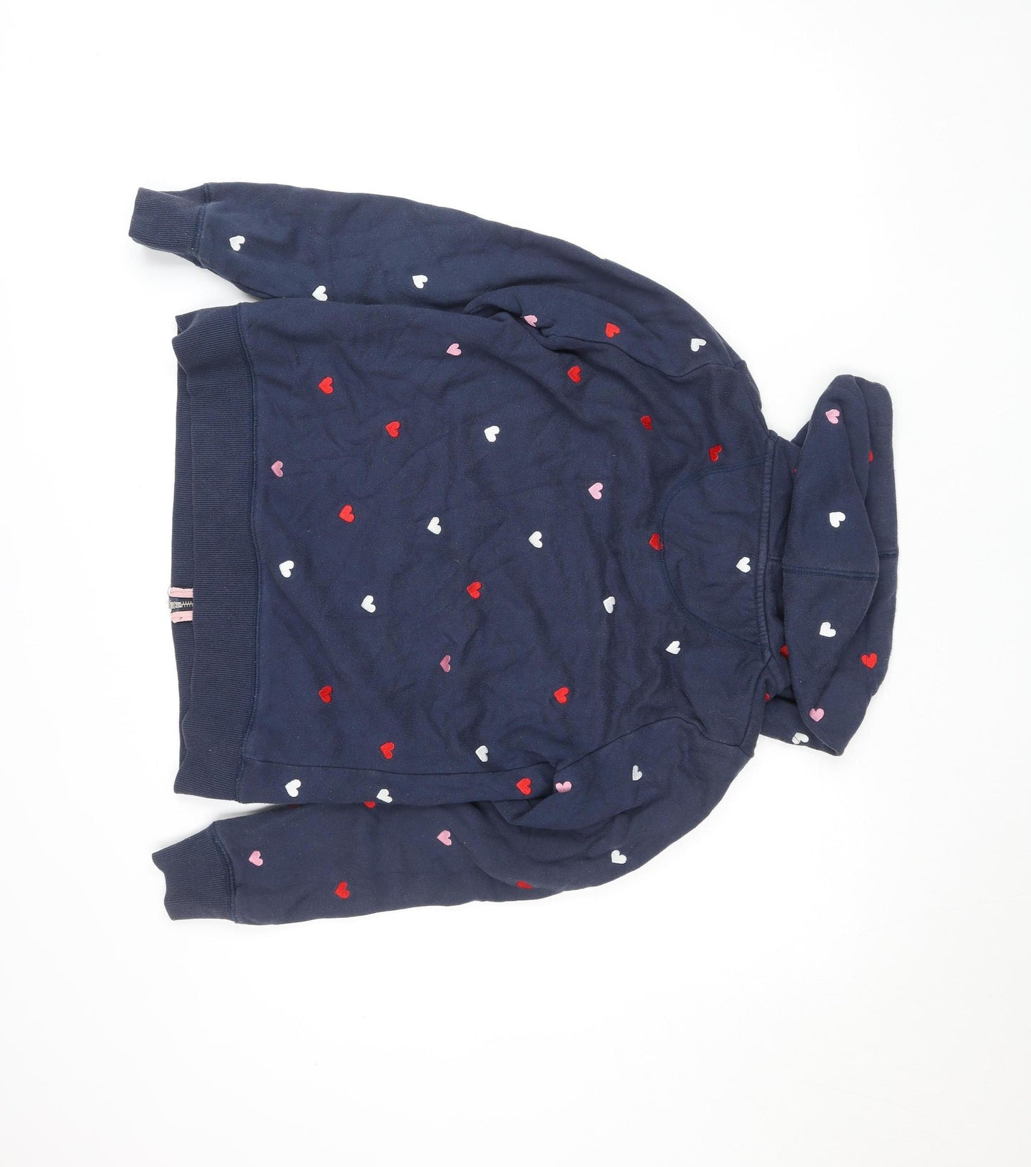 Crew Clothing Company Womens Navy Heart Print Full Zip Hoodie Size 10