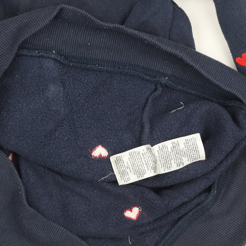 Crew Clothing Company Womens Navy Heart Print Full Zip Hoodie Size 10