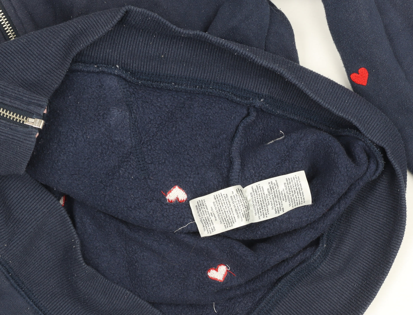 Crew Clothing Company Womens Navy Heart Print Full Zip Hoodie Size 10