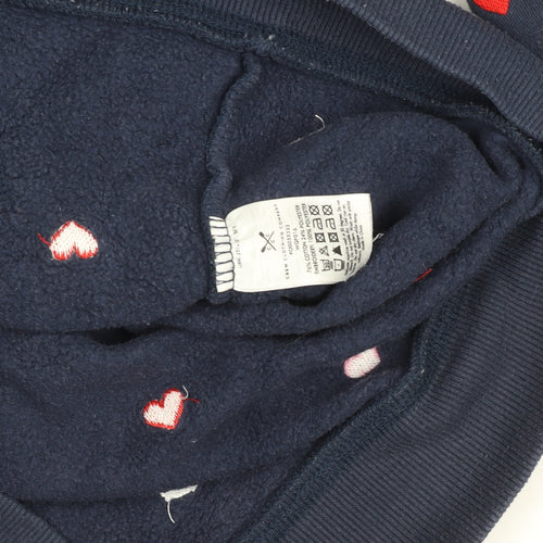 Crew Clothing Company Womens Navy Heart Print Full Zip Hoodie Size 10