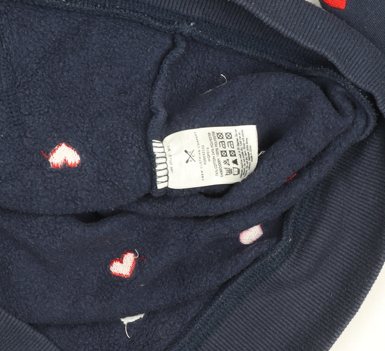 Crew Clothing Company Womens Navy Heart Print Full Zip Hoodie Size 10
