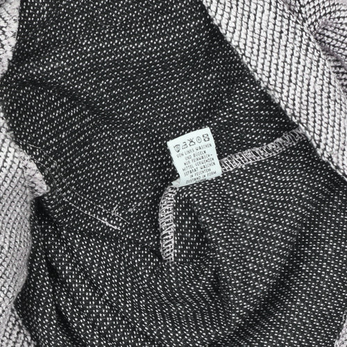 Gina Laura Women Grey Herringbone Zip Jacket with Pink Pockets M