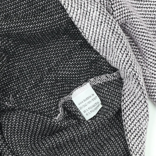 Gina Laura Women Grey Herringbone Zip Jacket with Pink Pockets M