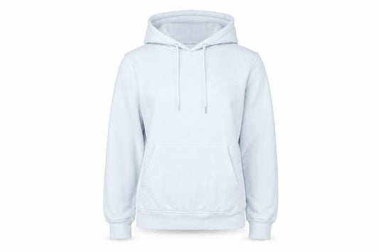 Front view of Criminal Damage Women Light Blue Organic Cotton Pullover Hoodie M