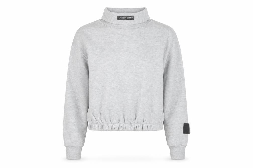 Front view of Jameson Carter Women Grey, size 6, Roll Neck Pullover Sweatshirt