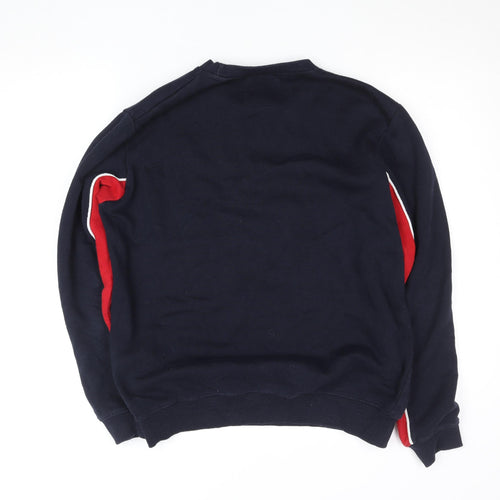 boohooMAN Men’s Navy & Red Crew Neck Embroidered Logo Sweatshirt Size M