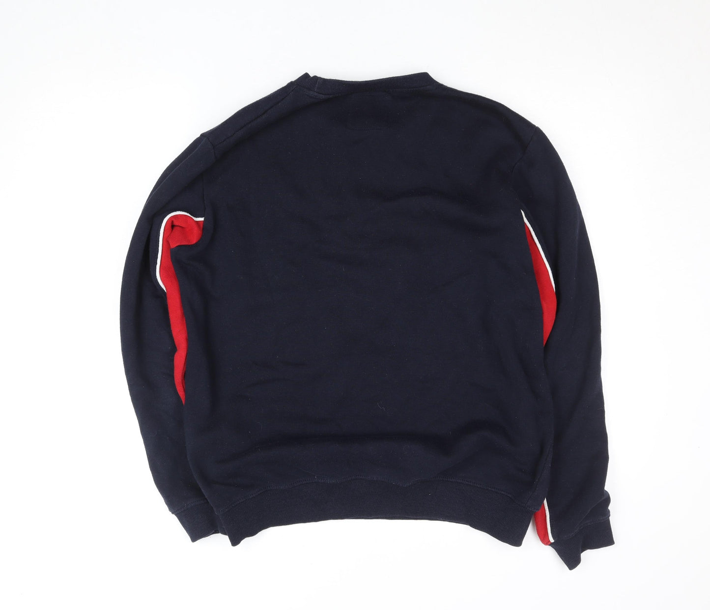 boohooMAN Men’s Navy & Red Crew Neck Embroidered Logo Sweatshirt Size M