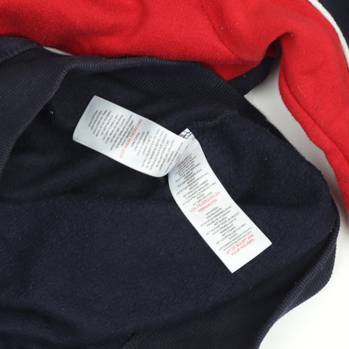 boohooMAN Men’s Navy & Red Crew Neck Embroidered Logo Sweatshirt Size M