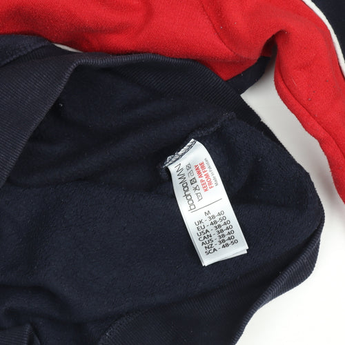 boohooMAN Men’s Navy & Red Crew Neck Embroidered Logo Sweatshirt Size M