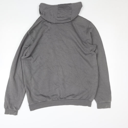 Adidas Mens Grey Pullover Hoodie M Regular Fit Sports Sweatshirt