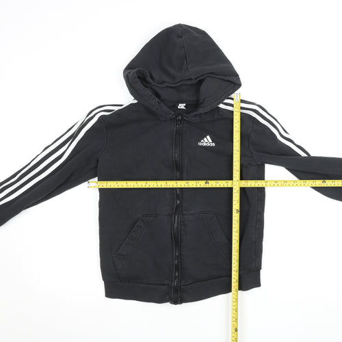 adidas Boys Black Full Zip Fleece Hoodie 9-10 Years