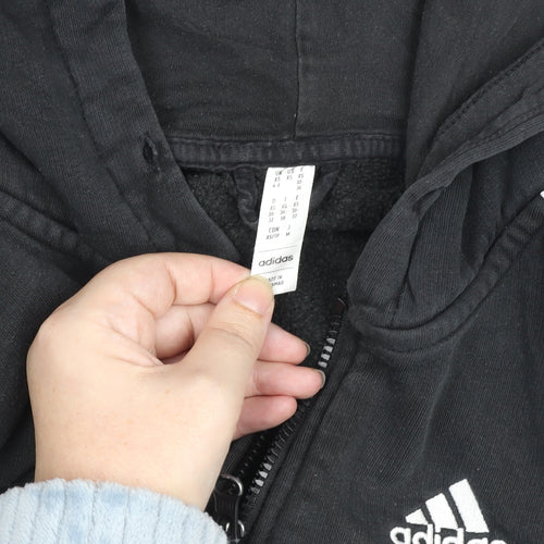 adidas Boys Black Full Zip Fleece Hoodie 9-10 Years