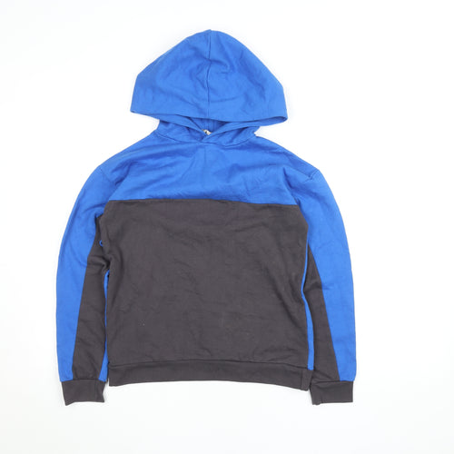 Kangaroo Poo Boys Blue & Black Colourblock Pullover Hoodie 11-12 Years