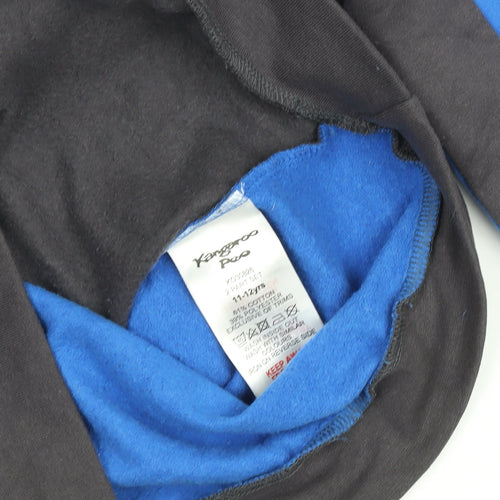 Kangaroo Poo Boys Blue & Black Colourblock Pullover Hoodie 11-12 Years