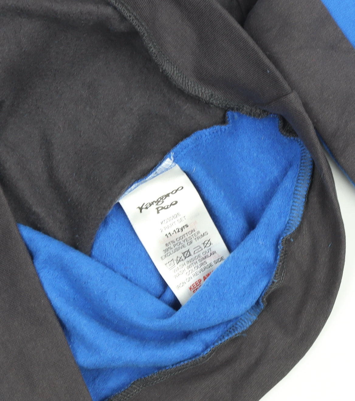 Kangaroo Poo Boys Blue & Black Colourblock Pullover Hoodie 11-12 Years