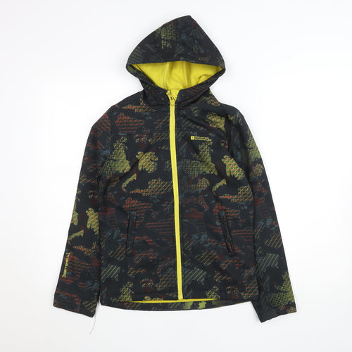 Mountain Warehouse Boys Black Camouflage Softshell Jacket 11-12 Years Water Resistant