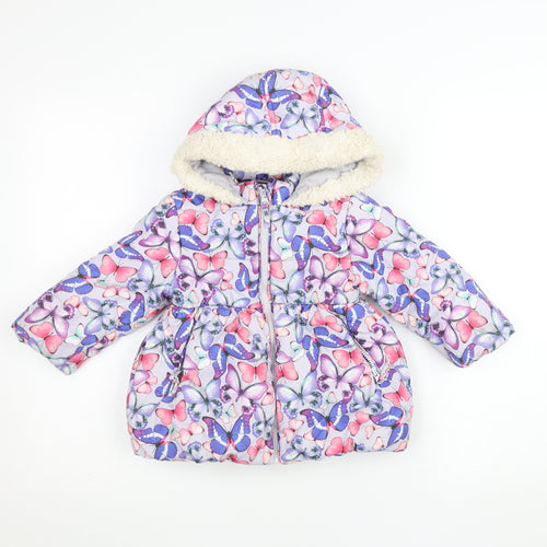 Marks and Spencer Girls Multicoloured Butterfly Puffer Jacket 2 Years