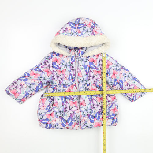 Marks and Spencer Girls Multicoloured Butterfly Puffer Jacket 2 Years