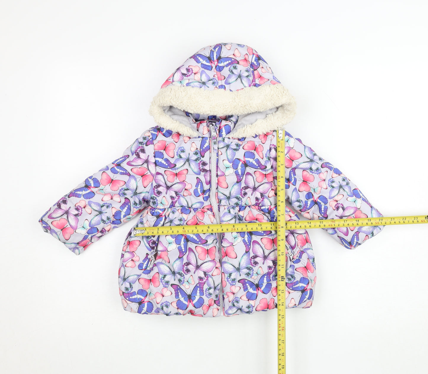 Marks and Spencer Girls Multicoloured Butterfly Puffer Jacket 2 Years