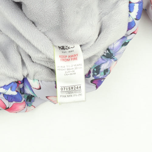 Marks and Spencer Girls Multicoloured Butterfly Puffer Jacket 2 Years