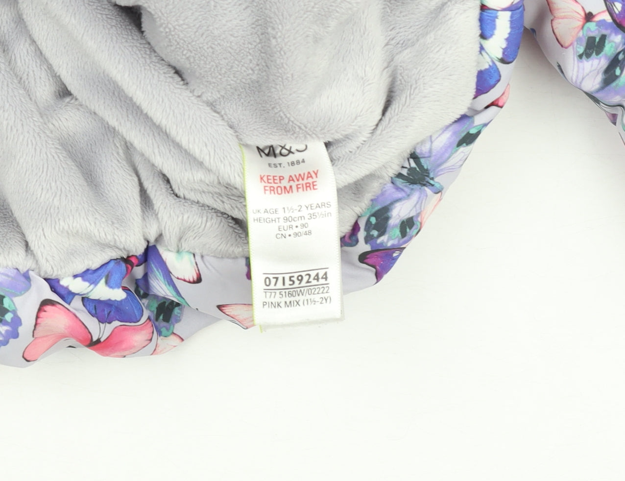 Marks and Spencer Girls Multicoloured Butterfly Puffer Jacket 2 Years
