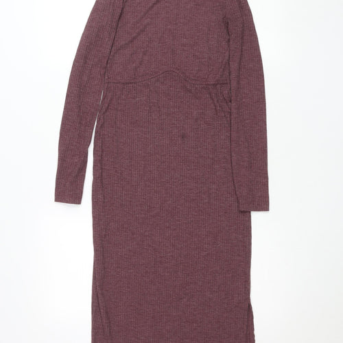 Mamalicious Womens Burgundy XS Long Sleeve Bodycon Maternity Dress