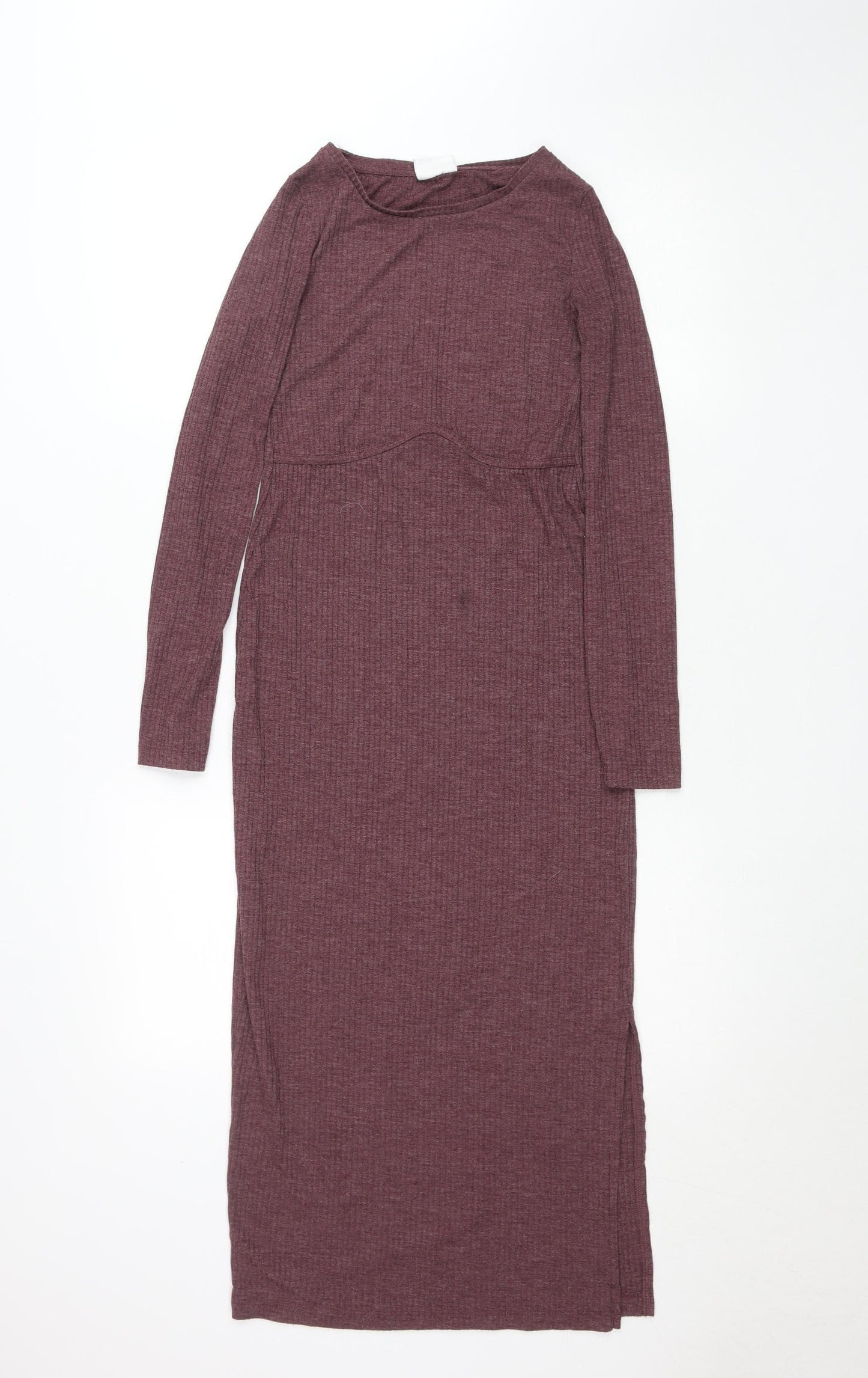 Mamalicious Womens Burgundy XS Long Sleeve Bodycon Maternity Dress