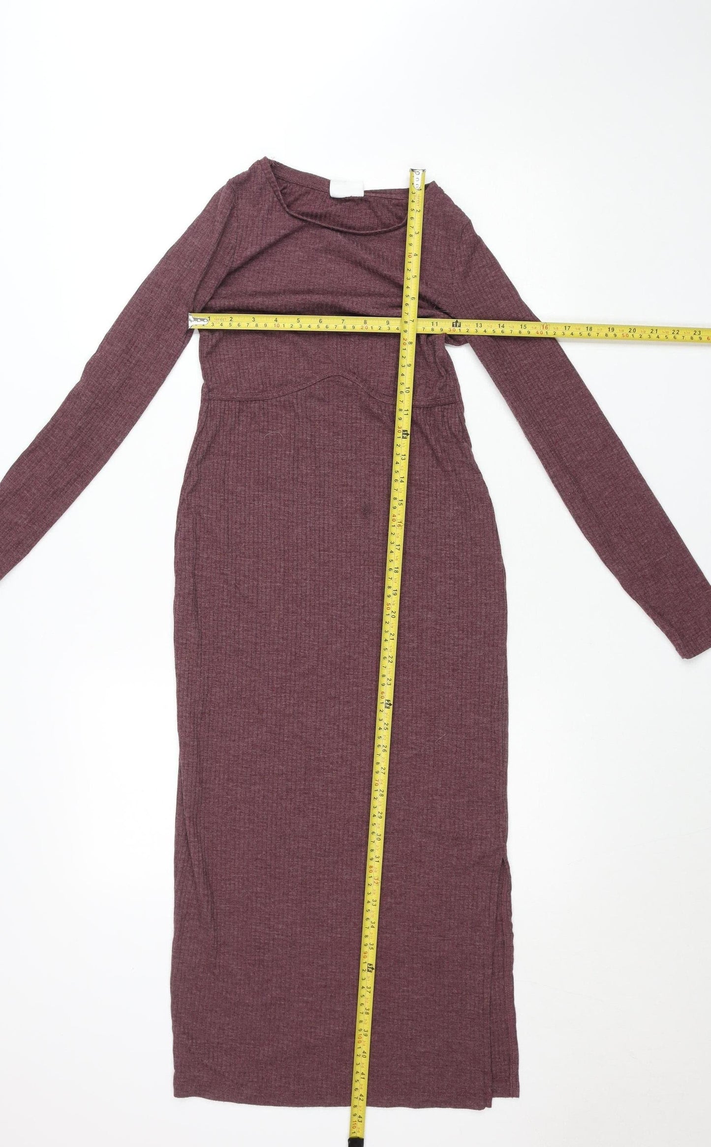 Mamalicious Womens Burgundy XS Long Sleeve Bodycon Maternity Dress