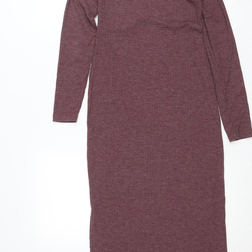 Mamalicious Womens Burgundy XS Long Sleeve Bodycon Maternity Dress