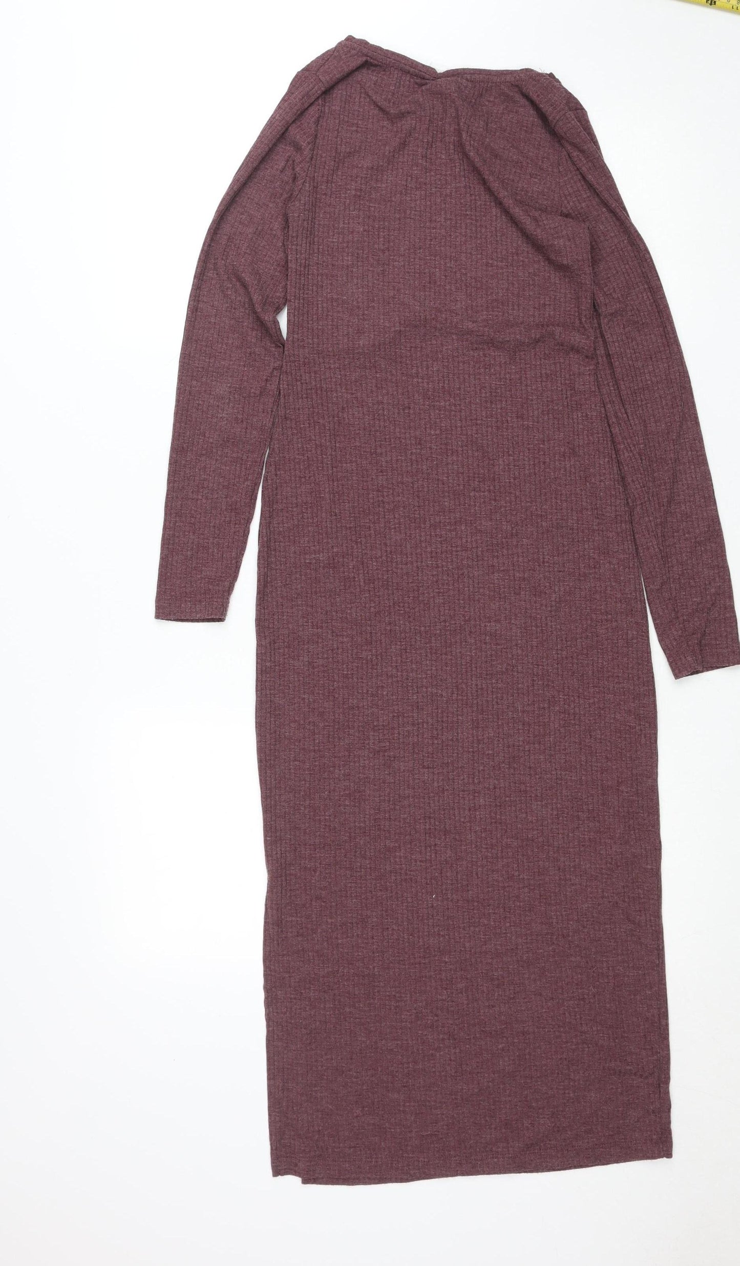 Mamalicious Womens Burgundy XS Long Sleeve Bodycon Maternity Dress