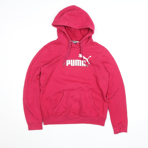 Puma Women's Pink Hooded Pullover Hoodie Size 10 Cotton Blend