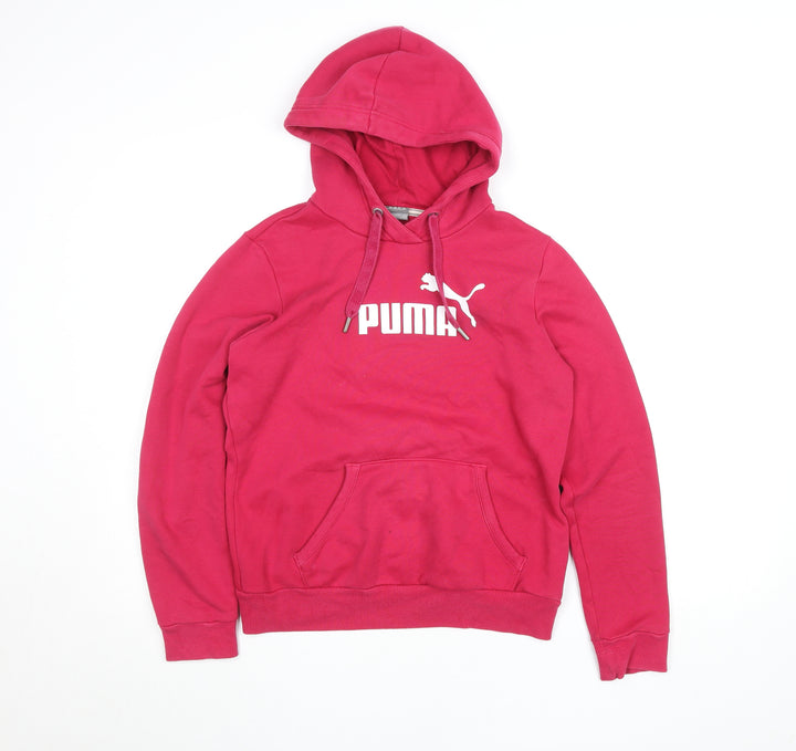 Puma Women's Pink Hooded Pullover Hoodie Size 10 Cotton Blend