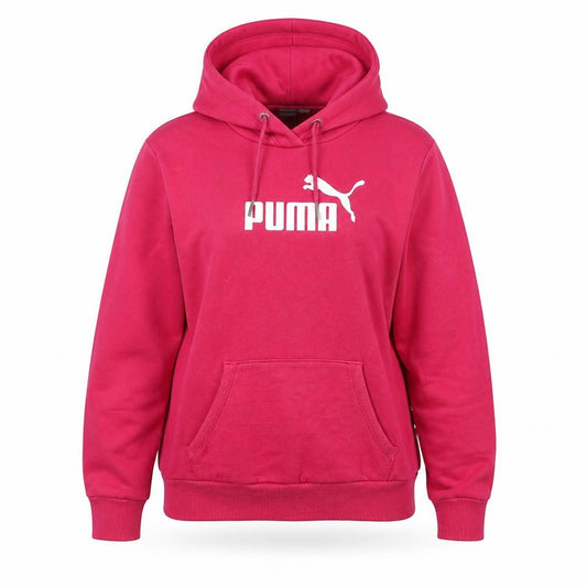 Front view of Puma Women's Pink Hooded Pullover Hoodie, size 10, Cotton Blend