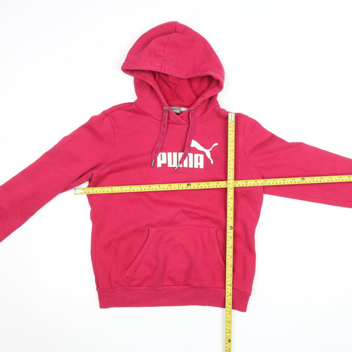 Puma Women's Pink Hooded Pullover Hoodie Size 10 Cotton Blend