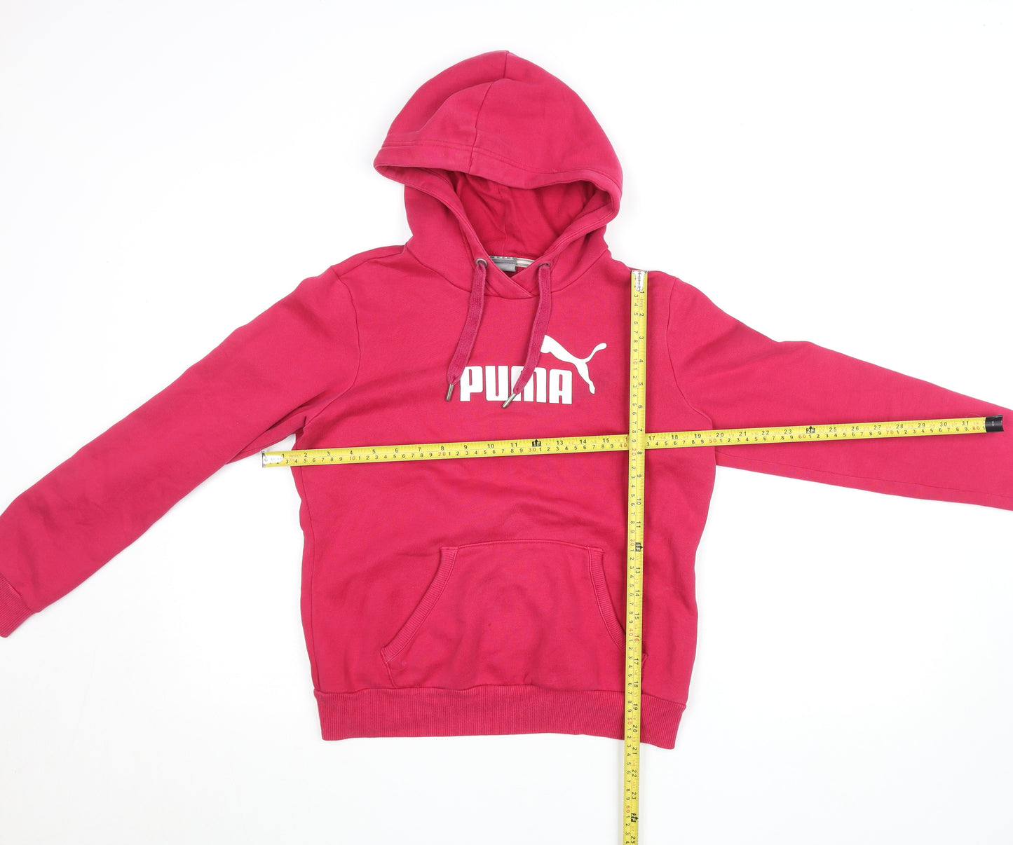 Puma Women's Pink Hooded Pullover Hoodie Size 10 Cotton Blend