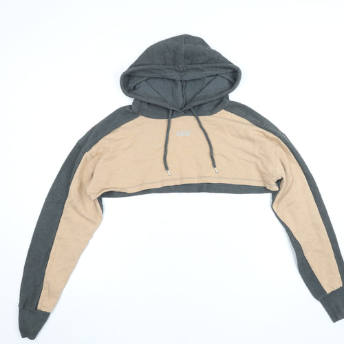ASOS 4505 Womens Beige Grey Cropped Pullover Hoodie UK 10