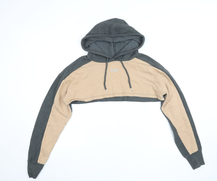 ASOS 4505 Womens Beige Grey Cropped Pullover Hoodie UK 10