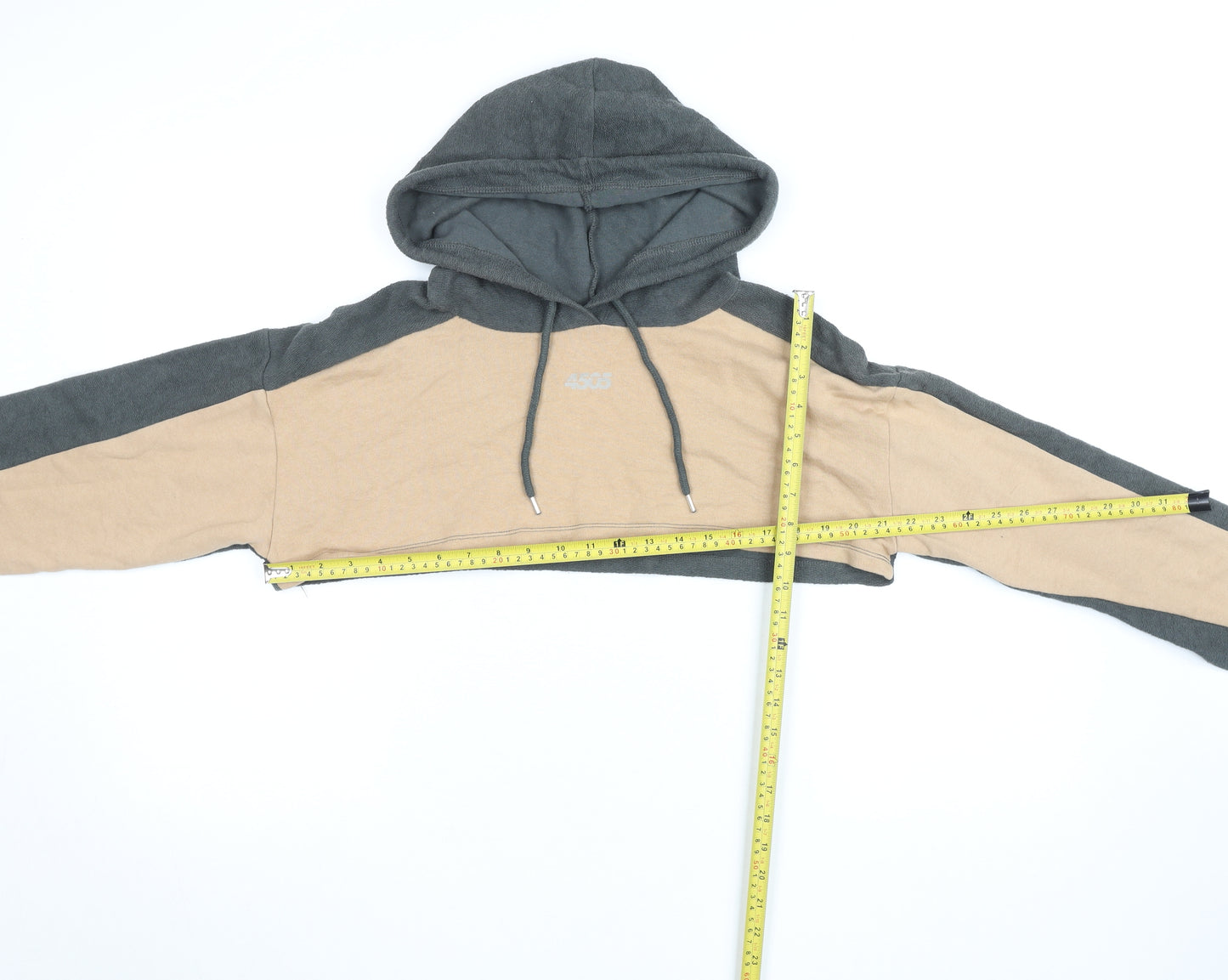 ASOS 4505 Womens Beige Grey Cropped Pullover Hoodie UK 10