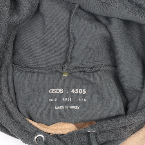 ASOS 4505 Womens Beige Grey Cropped Pullover Hoodie UK 10