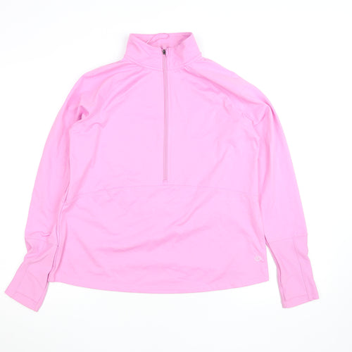 Dunnes Stores Women’s Pink 1/2 Zip Sweatshirt M Hooded Pullover Tunic Top