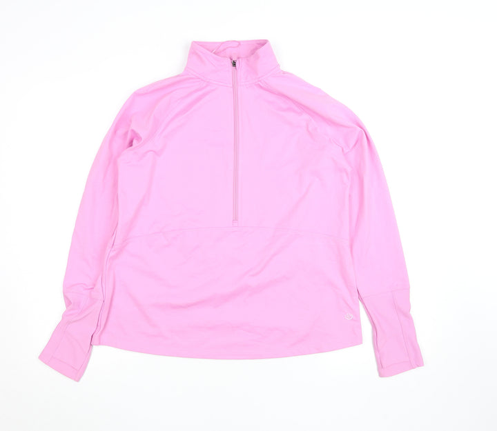 Dunnes Stores Women’s Pink 1/2 Zip Sweatshirt M Hooded Pullover Tunic Top