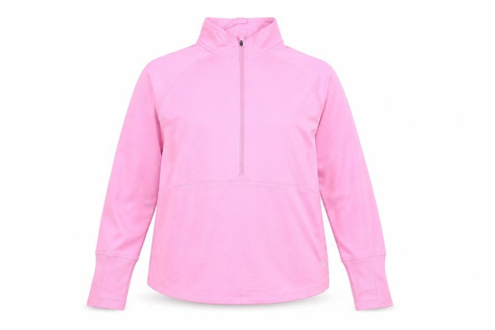 Dunnes Stores Women’s Pink 1/2 Zip Sweatshirt M Hooded Pullover Tunic Top